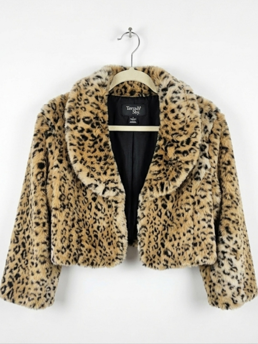 Mossimo Faux Fur Leopard Short Jacket Size S - Elegant Animal Print Coat